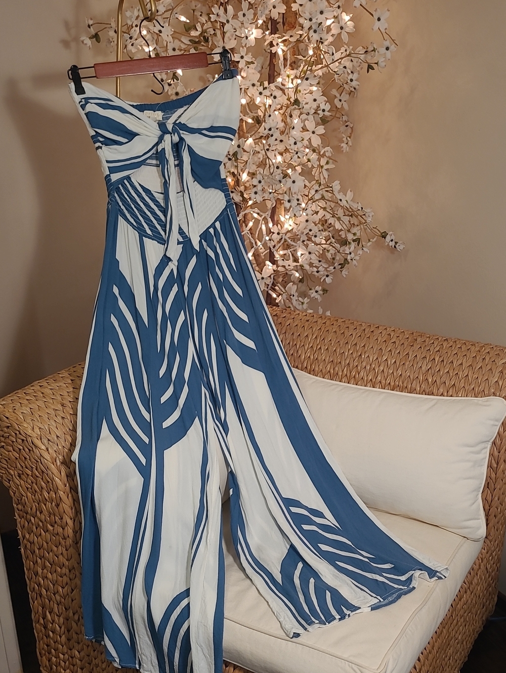 Strapless Tropical Jumpsuit
